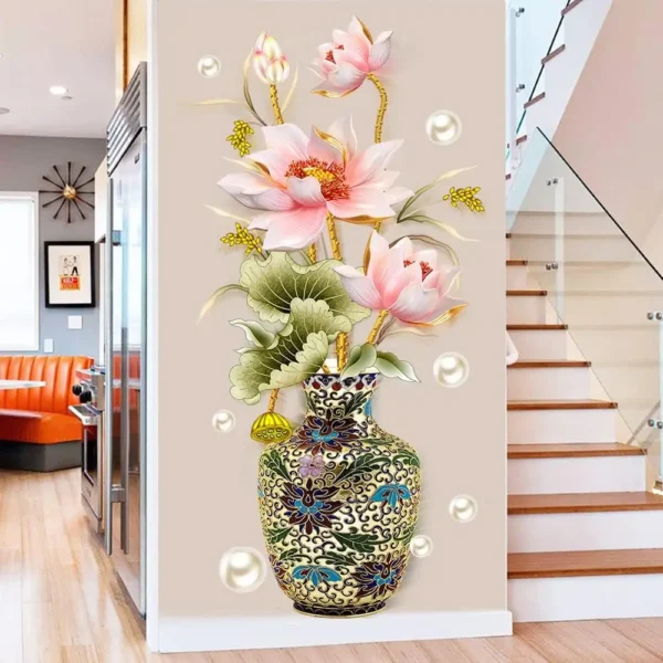 Lotus Flower Vase Wall Sticker