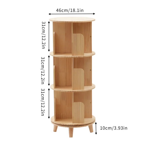 Wooden Bookcase Rotatable Floor Stand