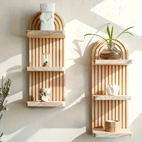 Bohemian Style Wooden Wall Shelf